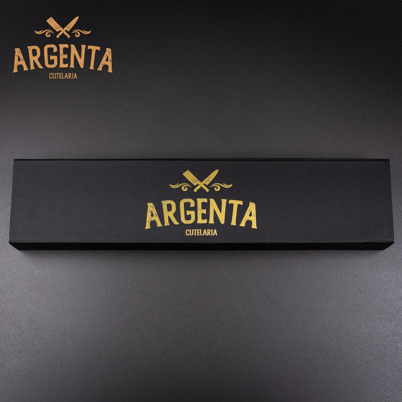 KIT Bronze | Faca Do Chef Inox 8 Polegadas Cabo de Osso + Caixa Black Premium - Argenta Cutelaria